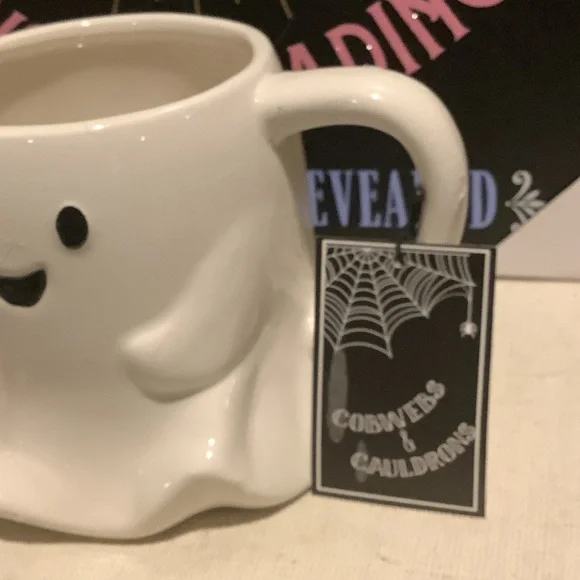 New Cobwebs & Cauldrons Hand Painted Ghost Mug 👻🍄 - Picture 3 of 5